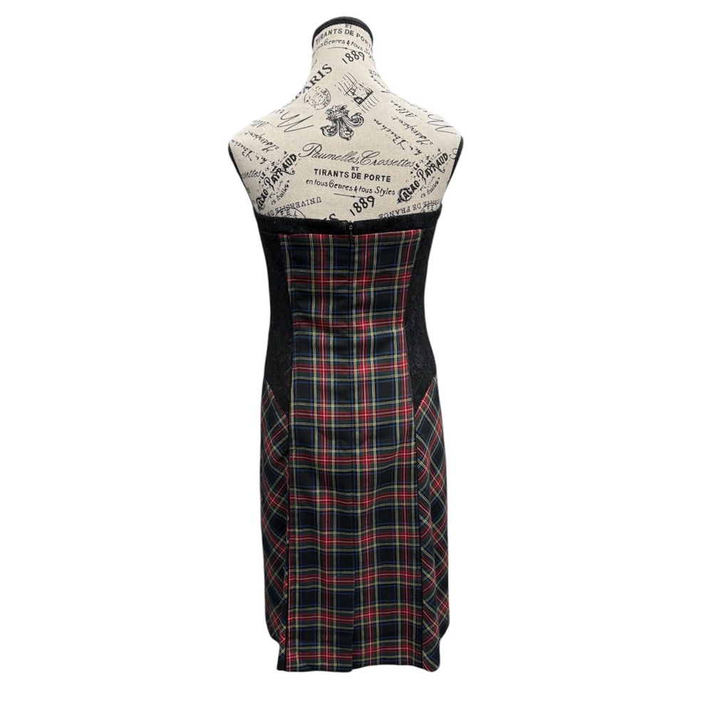 Tristan Strapless Plaid Dress with Lace Detail - Picture 3 of 12